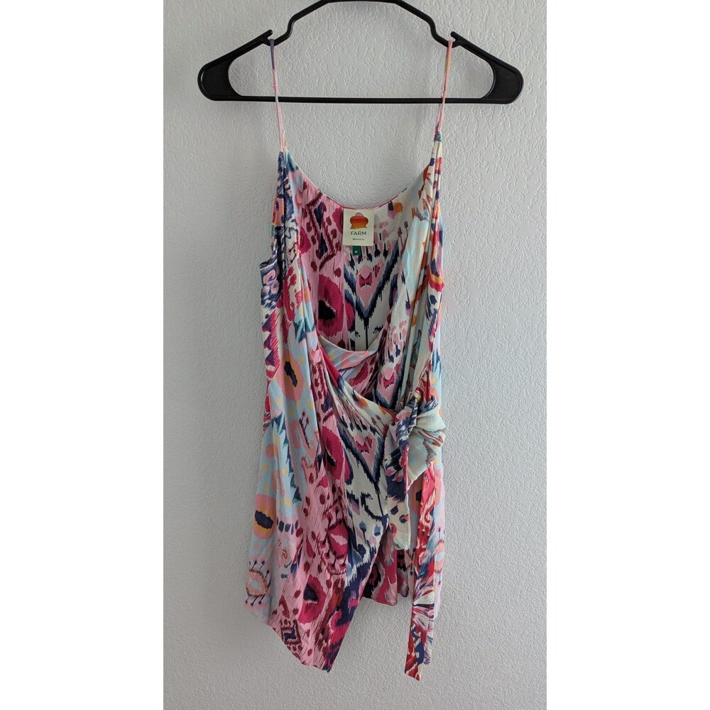 Farm Rio Ikat Print Mini Wrap Dress Women's Size Medium Multicolor Rainbow Dress